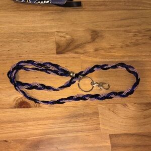 Purple and Black Braided Lanyard